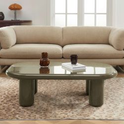 Table basse MOXY finition laquée brillante vert olive 120cm